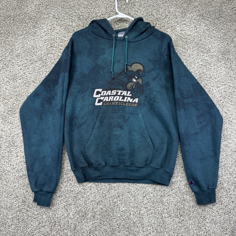 VTG Coastal Carolina Chanticleers Hoodie Sweatshirt Mens Medium Tie Dye Champion